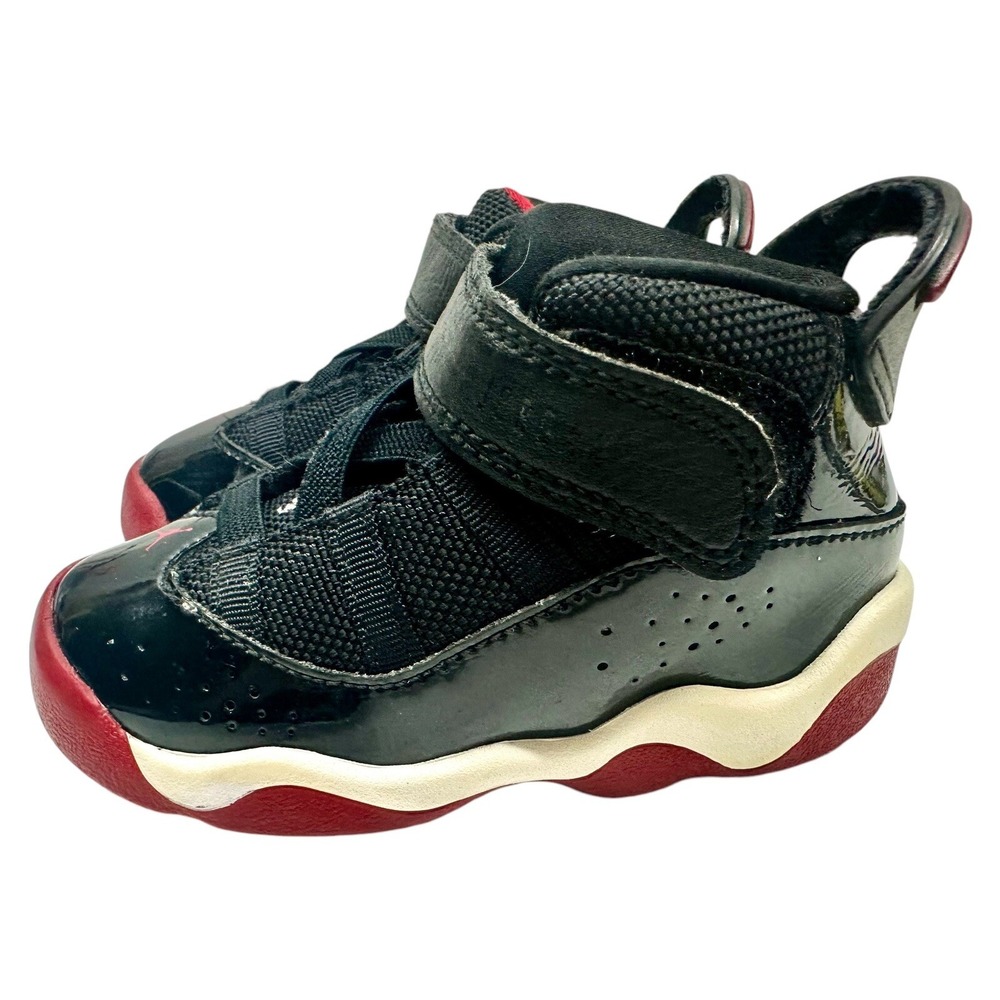Nike Air Jordan 6 Rings TD Bred Shoes‎ Black Red 323420-062 AJ Toddler Infant 6C